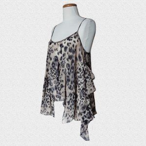 Sz 12 FOREVER NEW Asymmetric Animal Print Crop Top